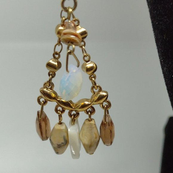 Three Piece Set Necklace in Tones of Cream, Blues, Pinks and Gold - Picture 5 of 13